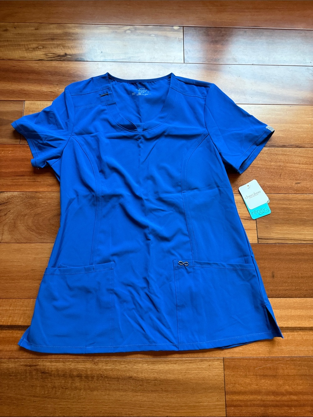 Cherokee Infinity Royal Blue V-Neck Short Sleeve Scrub Top